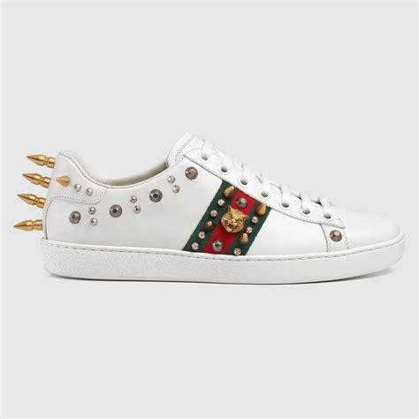 ace studded leather sneaker gucci price|gucci ace gg suede sneakers.